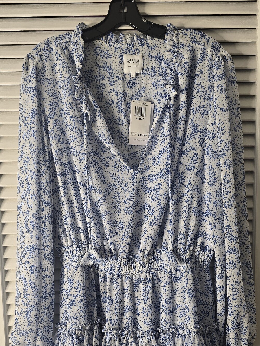 NWT - MISA Los Angeles Blue Floral V-Neck Maxi Dress